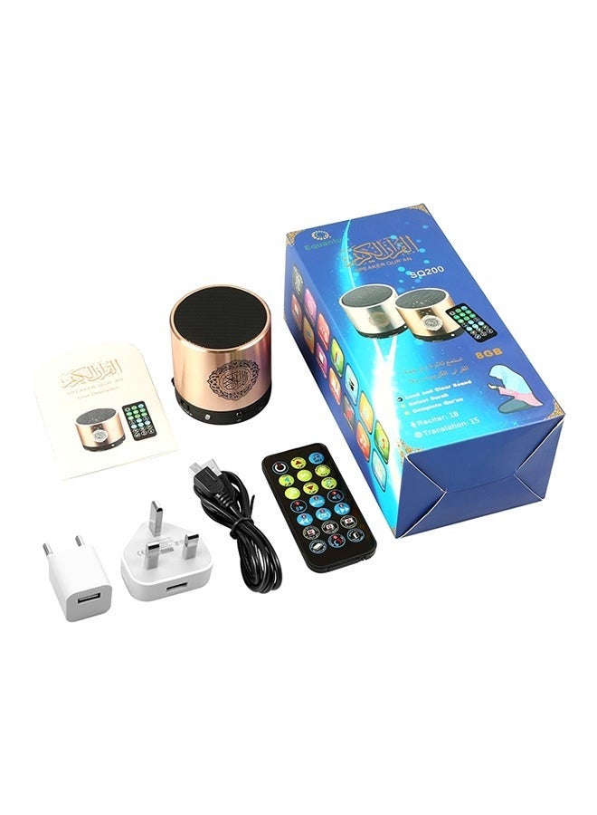 zenvo X Remote Control Speaker Portable Quran Speaker MP3 Player 8GB TF FM Quran Koran Translator USB Rechargeable Speaker (Gold) - Image 5