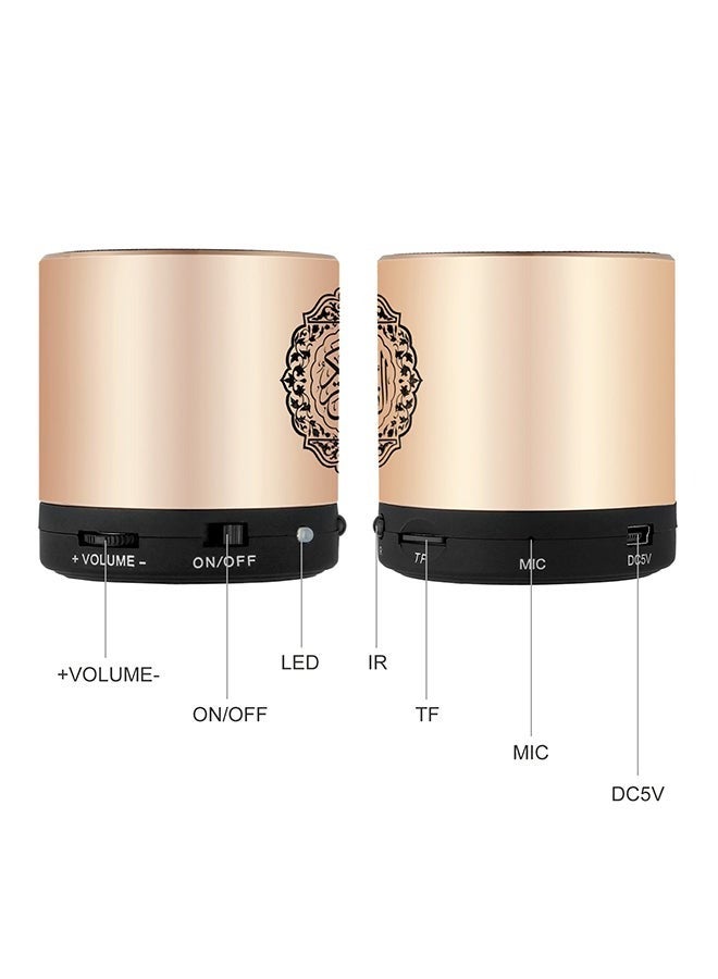 zenvo X Remote Control Speaker Portable Quran Speaker MP3 Player 8GB TF FM Quran Koran Translator USB Rechargeable Speaker (Gold) - Image 3