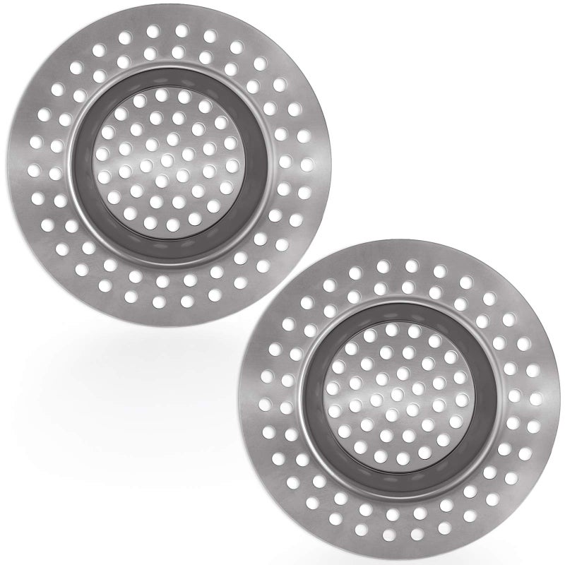 Set of 2 Stainless Steel Kitchen Sink Strainer Plug Standard Strainer Drain Protector for BathroomKitchen Hair Catcher for BathtubShower 3 inches 75 cm by TomarioModel2