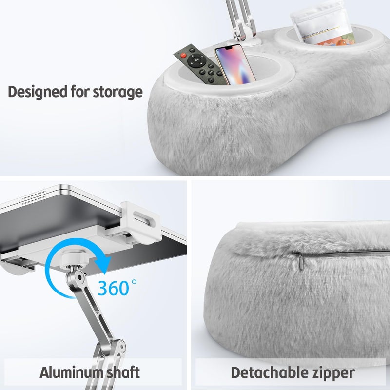 Bukela Adjustable Tablet Kindle Stand Pillow with 2 Snack Bowls 360° Rotating for iPad Holder for Bed Sofa Chair Compatible with 4.7"-13" Devices Kindle Tablet Phone Portable Monitor - Image 2