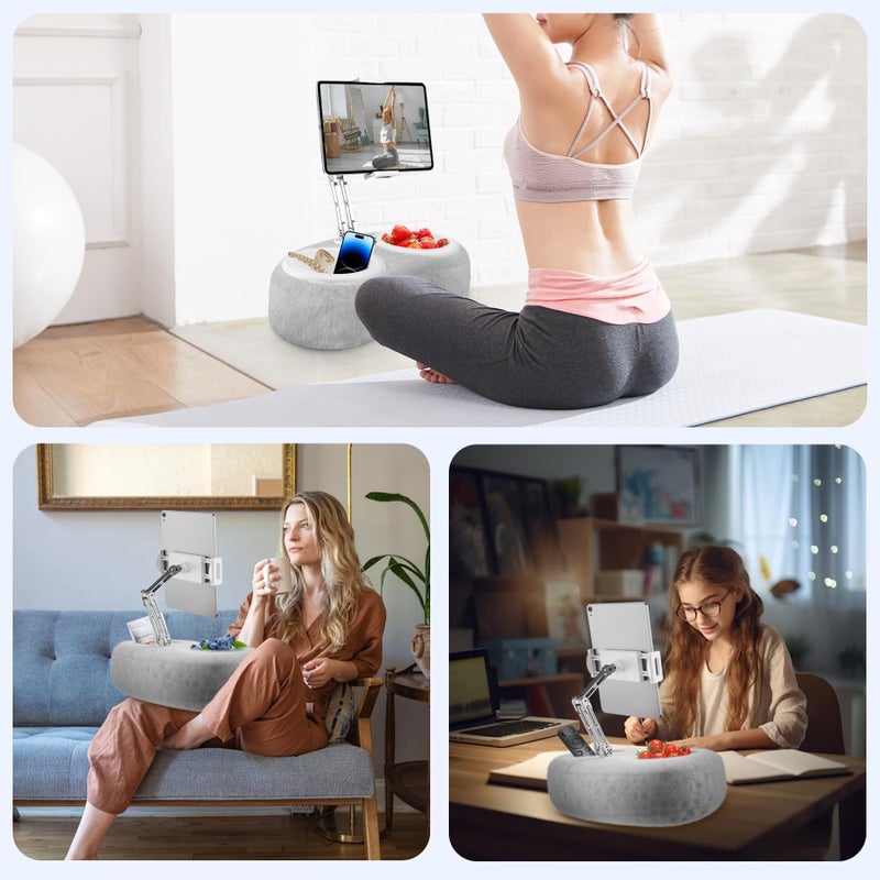 Bukela Adjustable Tablet Kindle Stand Pillow with 2 Snack Bowls 360° Rotating for iPad Holder for Bed Sofa Chair Compatible with 4.7"-13" Devices Kindle Tablet Phone Portable Monitor - Image 5