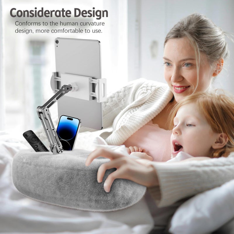 Bukela Adjustable Tablet Kindle Stand Pillow with 2 Snack Bowls 360° Rotating for iPad Holder for Bed Sofa Chair Compatible with 4.7"-13" Devices Kindle Tablet Phone Portable Monitor - Image 4