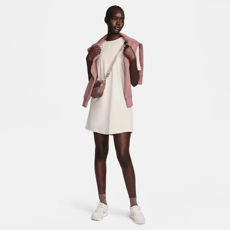 Nike light beige Women's Sportswear Essential T-Shirt Dress for Women | Best Price UAE