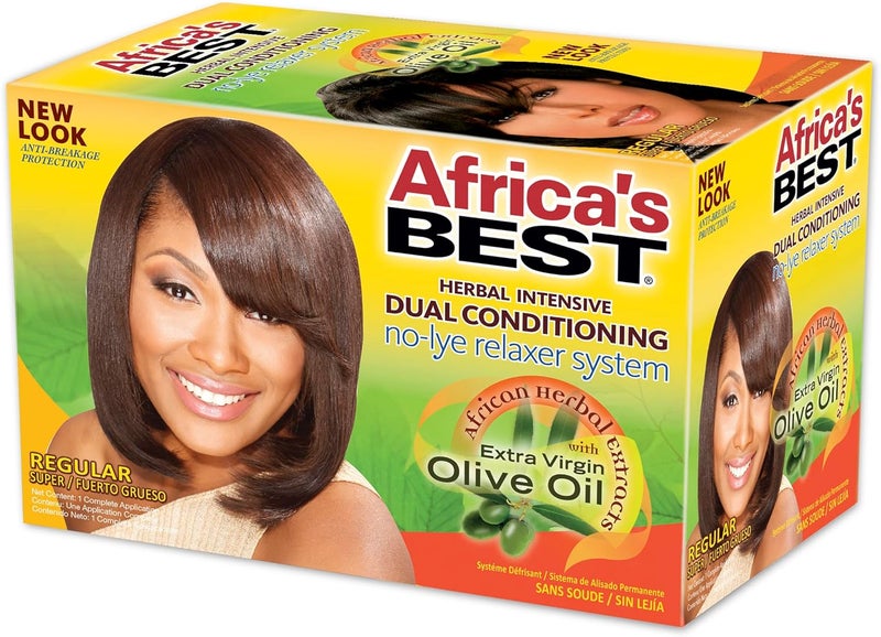 Africa's Best Herbal Intensive Dual Conditioning No-Lye Relaxer System Regular with Extra Virgin Olive Oil