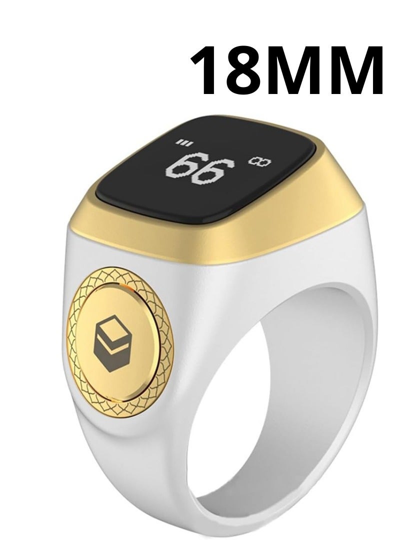 Smart Tasbeeh Ring, white color,18mm,  - Image 1