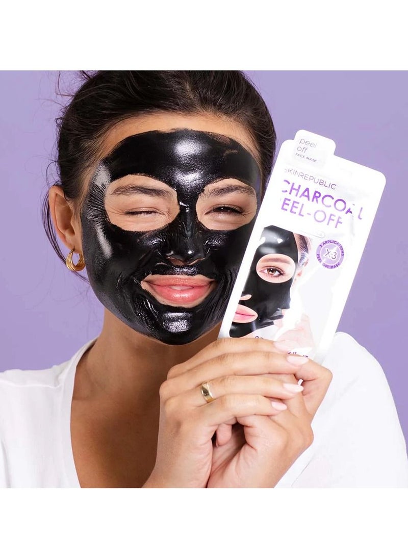 SKIN REPUBLIC - Charcoal Peel-Off Face Mask Sheet 25ml (3 Applications) Pack Of 10 - Image 1