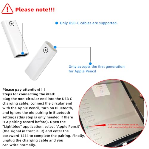 HOYULLI (Only applicable to original pens)USB C Female to Lightning Female Adapter 2-Pack Pencil 1st Generation Charger Accessories for Charging Pen Converter Type-c Charge Cable Ipad Ipencil Connector - Image 2