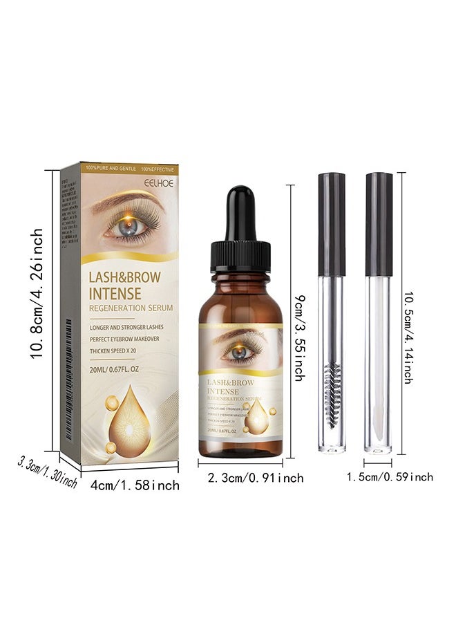 EELHOE - Lash & Brow Intense Regeneration Serum，Eyelashes Enhancer Liquid, Organic Castor Oil with Brush, Advanced Formula for Longer Fuller Thicker Eyelashes and Eyebrows, Perfect for Natural Growth Boost, 20ML - Image 1