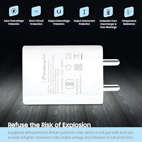 SHOQU Vivo 44W Type C Flash Charging Adapter for Vivo X300, X300 Pro, V60e, Y31, Y31 Pro, T4 Pro, V60, T4, T4R, T4x, T2, IQOO 15,13, 10R, Z10, Z10x, Neo 10, Z10 lite 5G | 44 W Quick Charger Support, White - Image 3