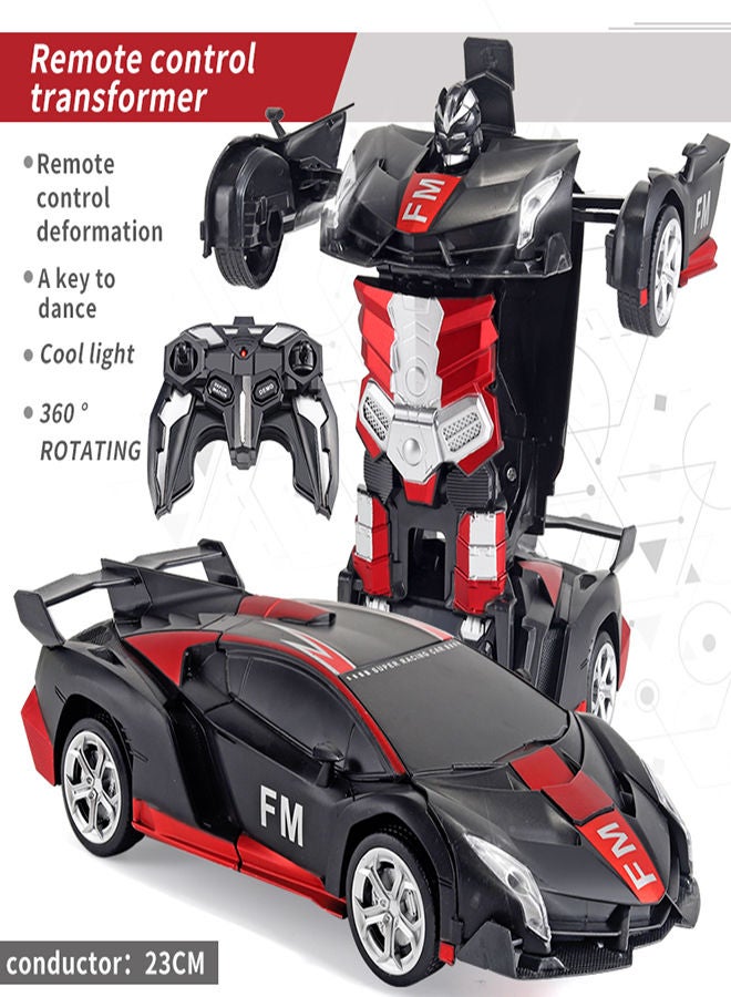 AROAQ FM Red Remote Control Car Transform Robot RC Car with 2.4g Version And One Button Transforming 360 Degree Rotation Drifting Ideal Car Scale and Birthday Gift Toy  - Image 1