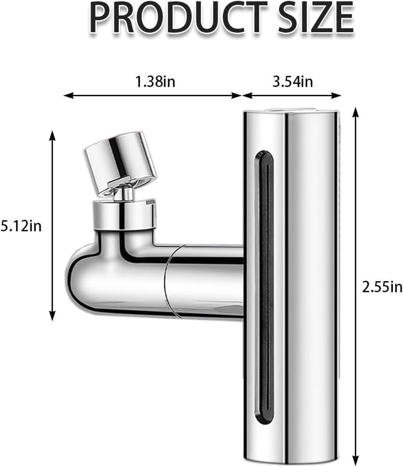 BBD kitchen shop 4 in 1 Waterfall Kitchen Faucet 360Swivel SplashProof Kitchen Sink Faucet Swivel Faucet for Washing Vegetables and Fruits Lightweight Rain Mode Strong Sprayer Shower Silver - Image 2