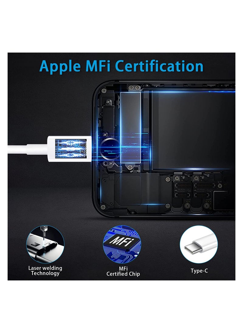 Generic 2PACK iPhone Fast Charger Cable 【Apple MFi Certified】 USB-C to Lightning Cable Fast Charging Compatible iPhone 12/12 Pro Max/11/11 Pro Max/Xs Max/XR/X, iPad and More(White 1M/3FT) Original Certified  - Image 3