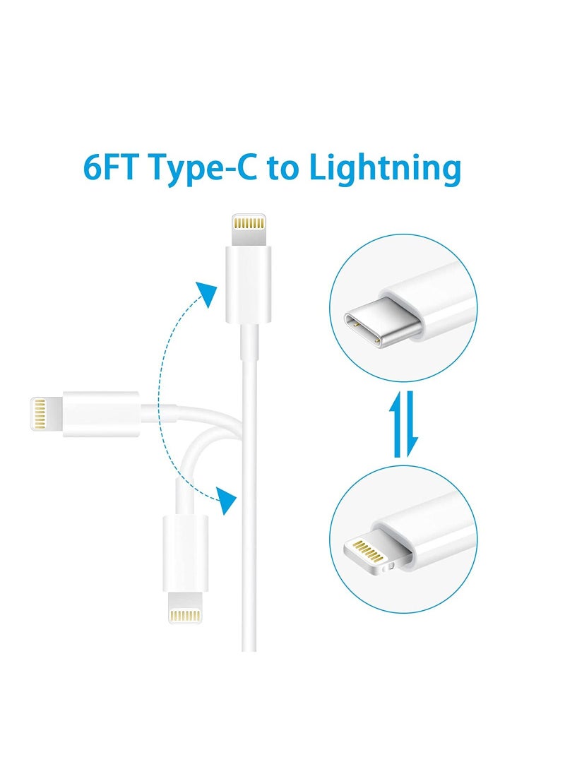 Generic 2PACK iPhone Fast Charger Cable 【Apple MFi Certified】 USB-C to Lightning Cable Fast Charging Compatible iPhone 12/12 Pro Max/11/11 Pro Max/Xs Max/XR/X, iPad and More(White 1M/3FT) Original Certified  - Image 2