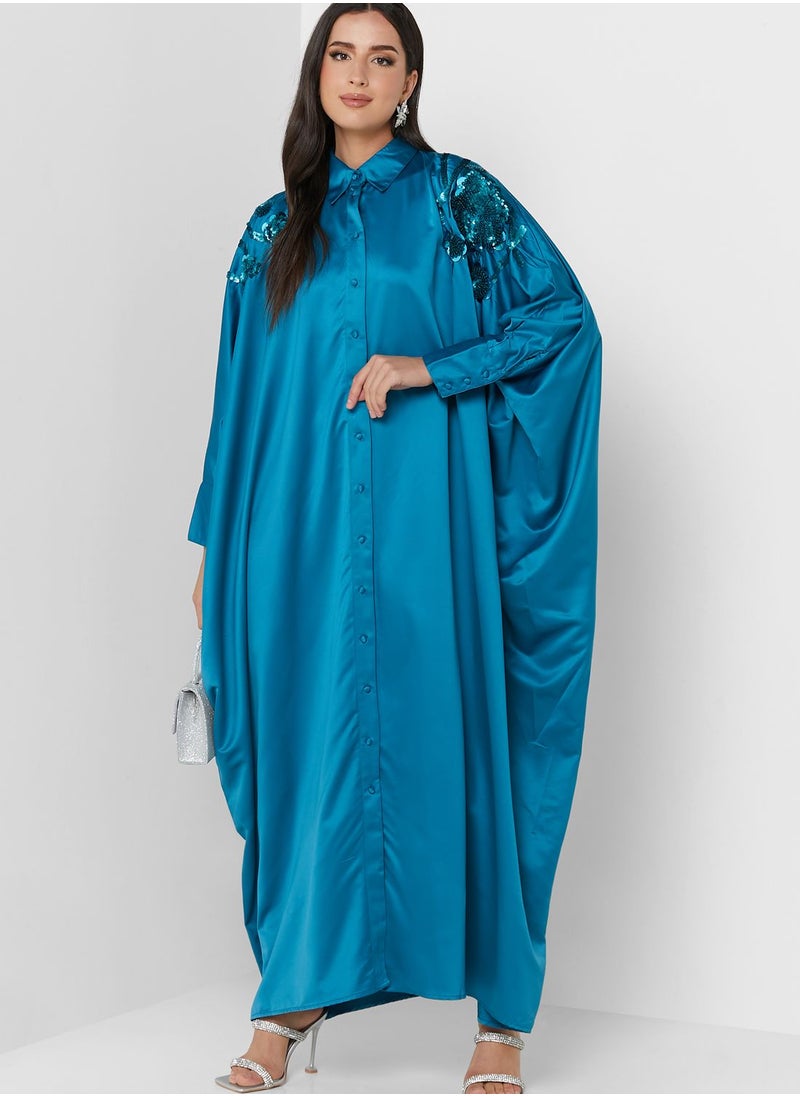 Femi9 - Button Down Embellished Kaftan - Image 1