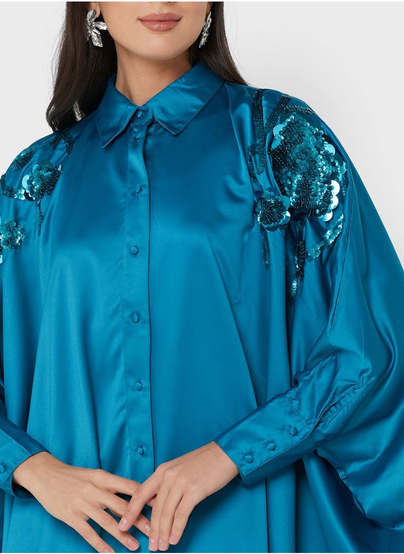 Femi9 - Button Down Embellished Kaftan - Image 1
