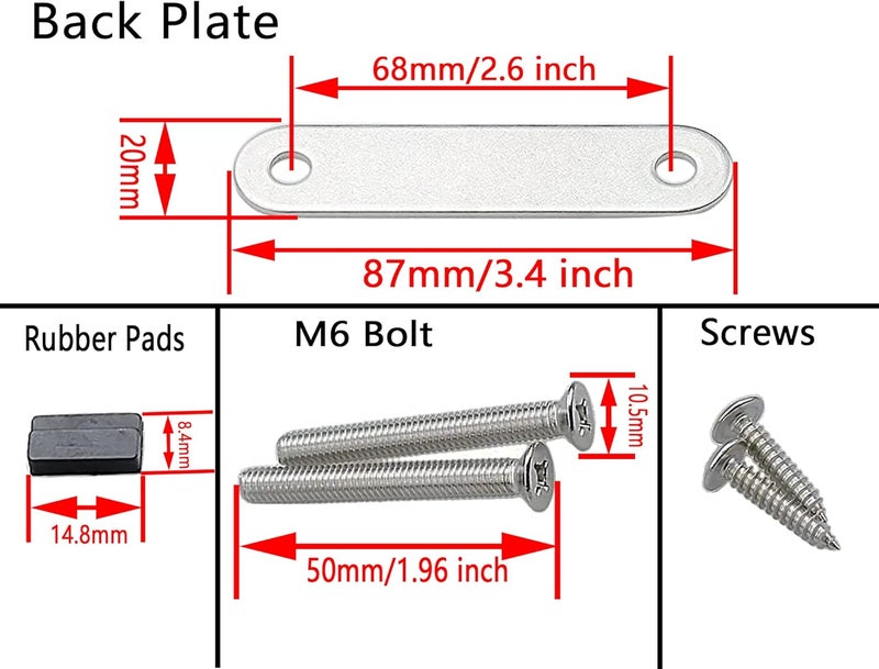 MX 4-1/2" قفل قارب قابل للطي، قفل رصيف بحري، قفل قارب من الفولاذ المقاوم للصدأ مع مجموعة من 4 مسامير - Image 2