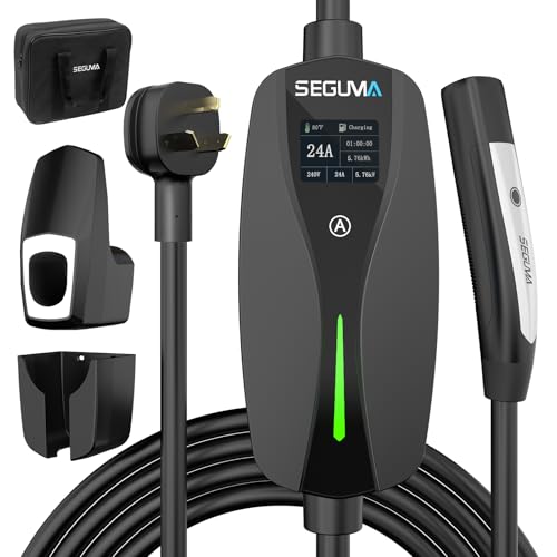 SEGUMA NEMA 10-30 Level 2 Tesla Charger-24A 240V, 25FT Extension Cable, Adjustable Current(10-24A)-Portable Home Mobile EV Charger for Model Y/X/3/S/Cybertruck,NACS Connector for 3-Prong Dryer Outlet - Image 1