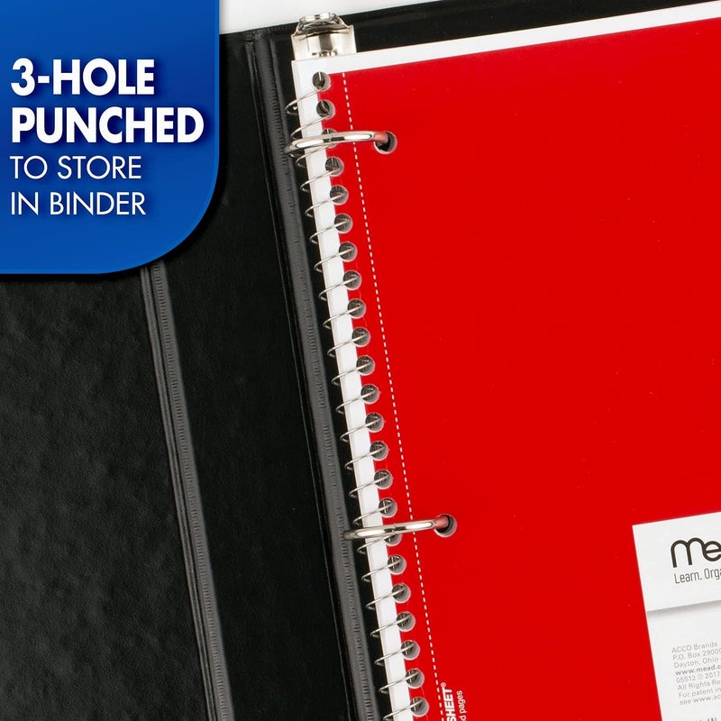 Mead Spiral Notebook, 12 Pack, 1 Subject, College Ruled Paper, 7-1/2" x 10-1/2", 70 Sheets per Notebook, Colors Will Vary (830063-ECM25) - Image 5