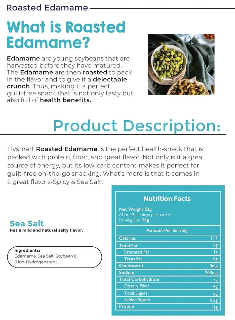 LIVSMART Crunchy Roasted Edamame Beans Sea Salt 52g - Image 3