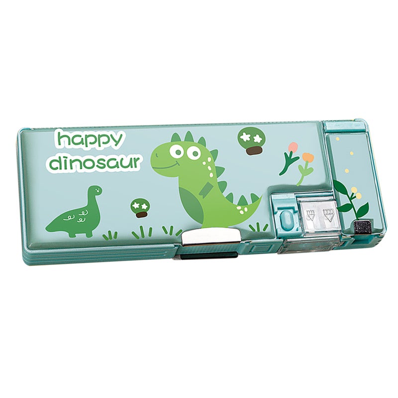Pencil Bag Cute Cartoon Style Double Sided Inbuilt Sharpener Portable Large Capacity Large Pencil Case for Kids School Dinosaur - Image 4