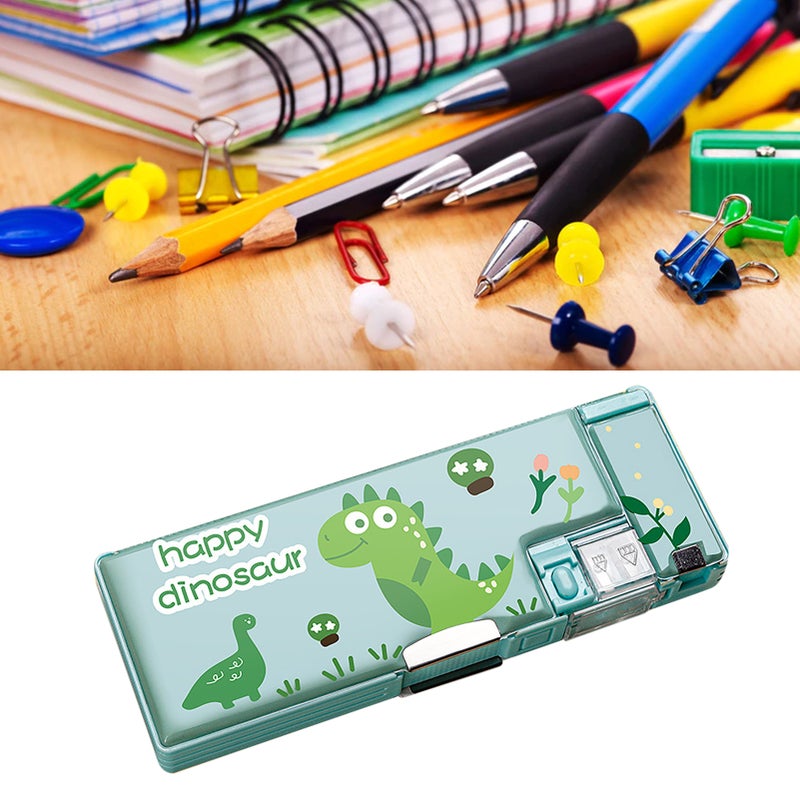 Pencil Bag Cute Cartoon Style Double Sided Inbuilt Sharpener Portable Large Capacity Large Pencil Case for Kids School Dinosaur - Image 5