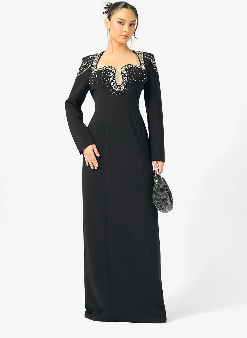 Ginger Boutique Rhinestone Embellished Luxe Evening Gown