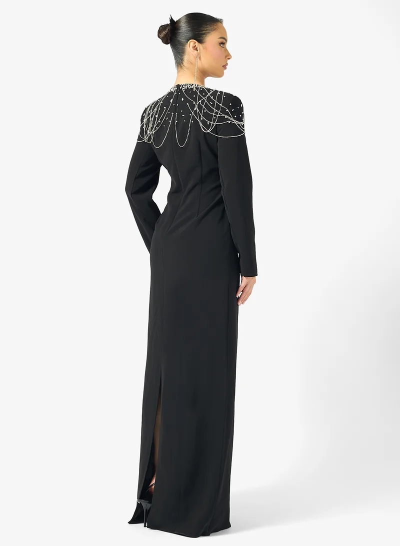 Ginger Boutique Rhinestone Embellished Luxe Evening Gown