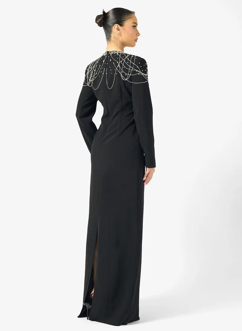 Ginger Boutique Rhinestone Embellished Luxe Evening Gown