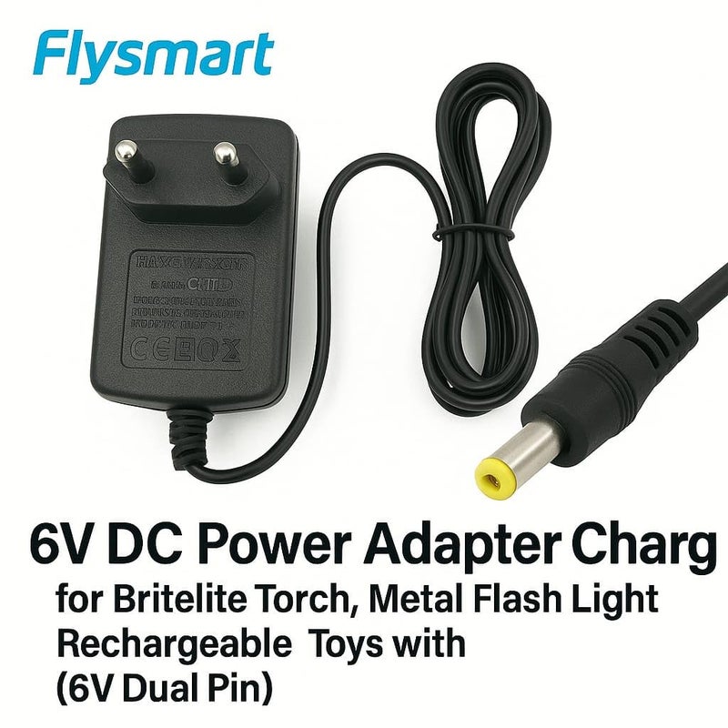 Flysmart 6V Dc Power Adapter Charger for Britelite Torch,Metal Flash Light Rechargeable,Toys with Led Indicator (6V Dual Pin), Charging Adapter, (Pack of 1) - Image 5