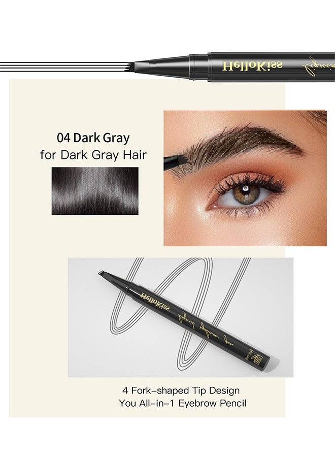 HelloKiss Waterproof lasting 4-Tip Liquid Eyebrow Pen-Eyebrow Pencil with a Micro-Fork Tip Applicator Creates Natural Looking Brows Effortlessly and Stays on All Day - Black #04  - Image 2