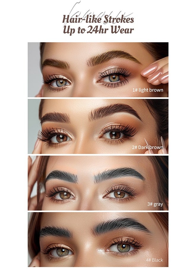 HelloKiss Waterproof lasting 4-Tip Liquid Eyebrow Pen-Eyebrow Pencil with a Micro-Fork Tip Applicator Creates Natural Looking Brows Effortlessly and Stays on All Day - Black #04  - Image 4