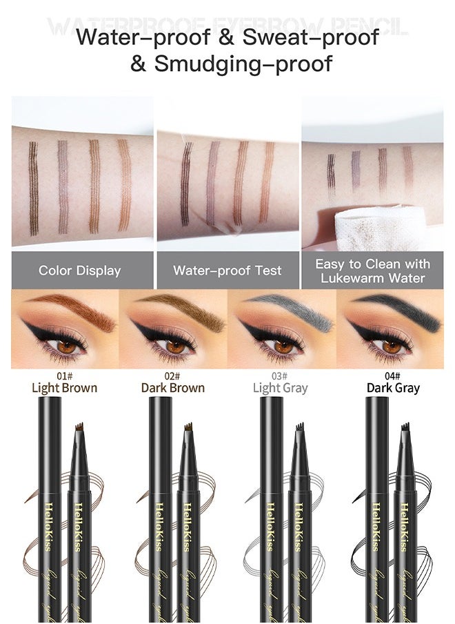 HelloKiss Waterproof lasting 4-Tip Liquid Eyebrow Pen-Eyebrow Pencil with a Micro-Fork Tip Applicator Creates Natural Looking Brows Effortlessly and Stays on All Day - Black #04  - Image 5