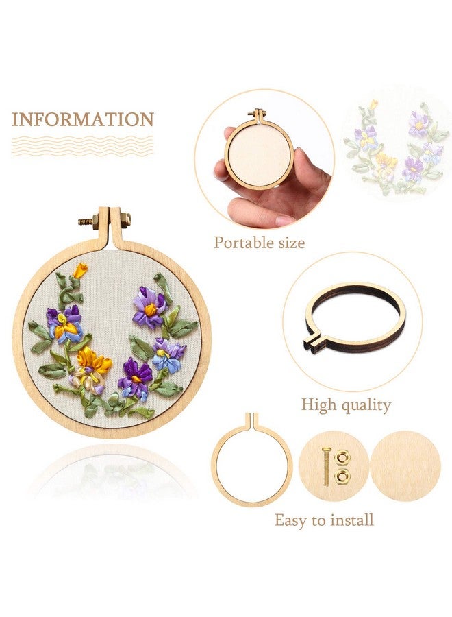 Syhood Mini Embroidery Hoop Wooden Mini Crossing Stitch Hoop Mini Ring Embroidery Circle For Diy Pendant Crafts Round Oval Vertical Oval Horizontal (16 Sets)  - Image 2
