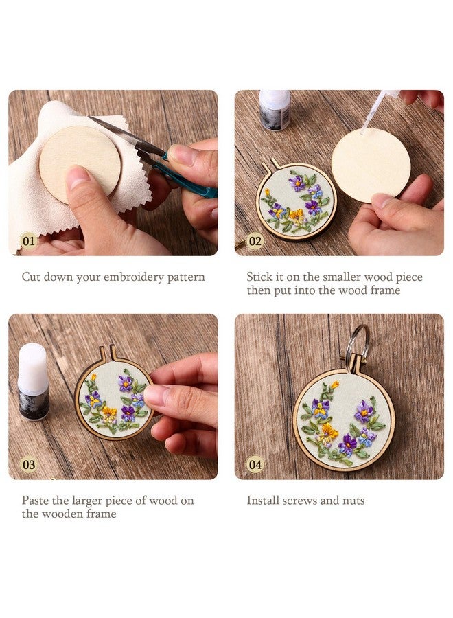 Syhood Mini Embroidery Hoop Wooden Mini Crossing Stitch Hoop Mini Ring Embroidery Circle For Diy Pendant Crafts Round Oval Vertical Oval Horizontal (16 Sets)  - Image 4