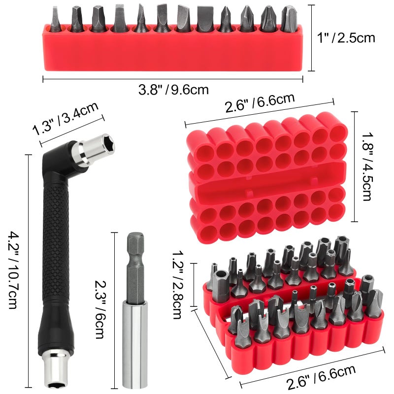 Ofiswadi 46pcs Security Bit Set with Security Torx, Square, Metric & SAE Hex, Torq, Phillips, Slotted, Triwing, Spanner â€“ Tamper Proof Torx Bits, Comprehensive Security Screwdriver Set(Red) - Image 3