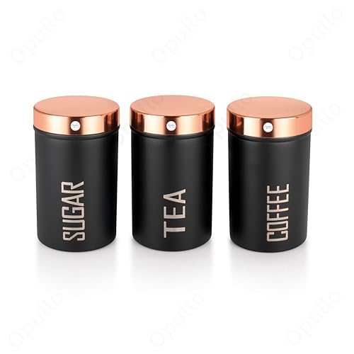 Opullo Mother's Choice Stainless Steel Coffee Tea Sugar Containers Set | Sugar Tea Coffee Jars for Kitchen Set of 3 | 500 Gms - Image 4