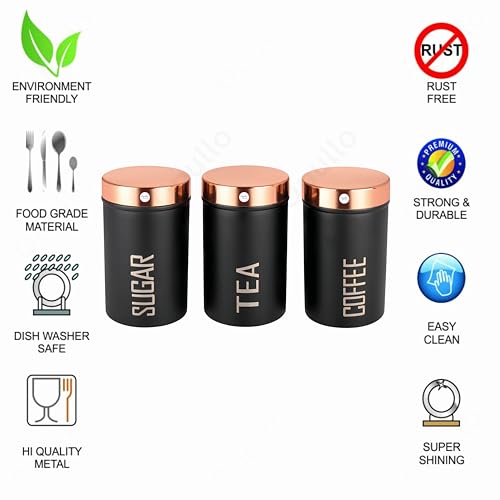 Opullo Mother's Choice Stainless Steel Coffee Tea Sugar Containers Set | Sugar Tea Coffee Jars for Kitchen Set of 3 | 500 Gms - Image 5