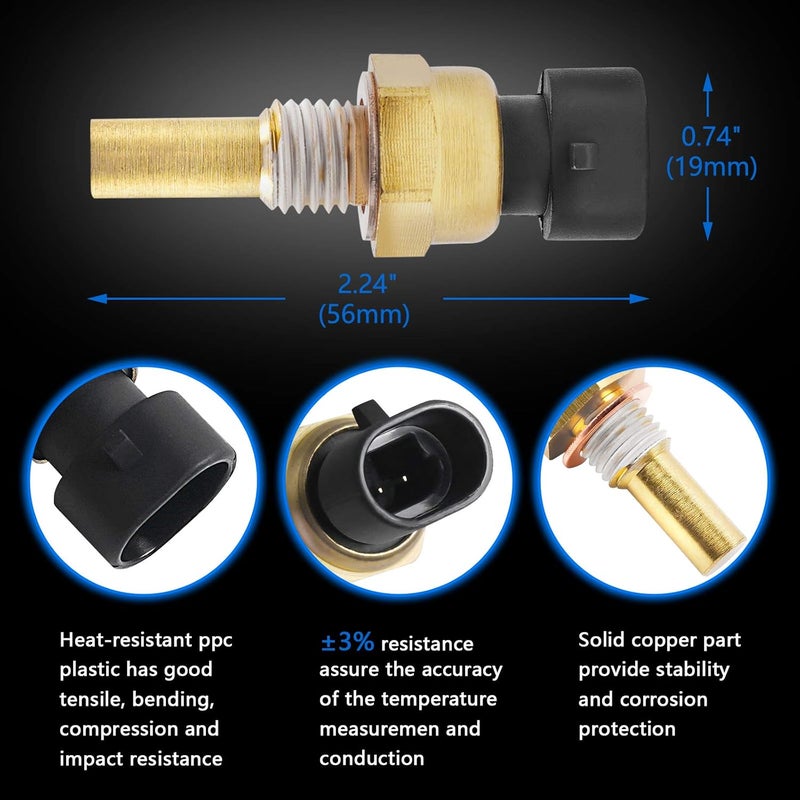 OTUAYAUTO 2134514 19236568 Engine Water Coolant Temperature Sensor - Replacement for Chevy Silverado 1500 1999-2017 Suburban Tahoe Impala Malibu, GMC Sierra 1500 Savana Yukon, Buick Lacrosse Regal - Image 3