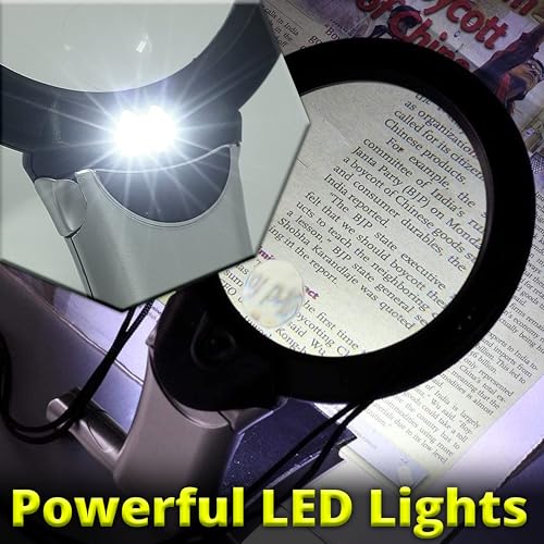 ARSUK 2X Hands Free Chest Rest LED Magnifier for Reading with 6X Spot Magnifying Glasses with Light for Sewing, Hobbies, Crafters, and DIY Projects – Adjustable Stand and Neck Cord for Seniors - Image 4