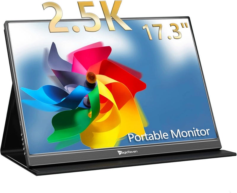 MAGICRAVEN 2.5K Portable Monitor, 17.3" QHD IPS Laptop Extender, Dual USB C HDMI Second Computer Screen, VESA Gaming Display With 2 Speakers for Macbook Phone PS4/5 PC Xbox Switch - Image 1