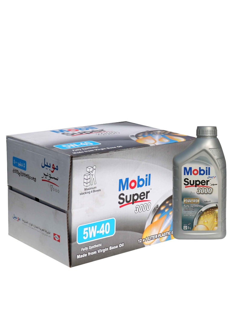 موبيل زيت محرك موبيل سوبر 3000 – 5W-40 تخليقي بالكامل | أداء فائق وحماية متقدمة للمحرك / كرتون ( 12 عبوة * ١لتر ) - Image 1