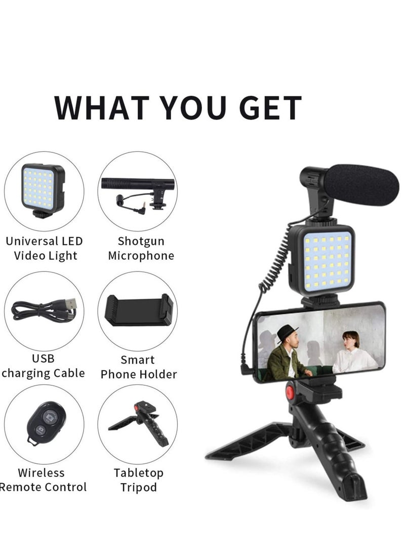 BGM smartphone Vlogging Kit with Fill Light, Microphone, Tripod, Phone Clip for YouTube/Tiktok/Instagram/Fitness Yoga  - Image 2