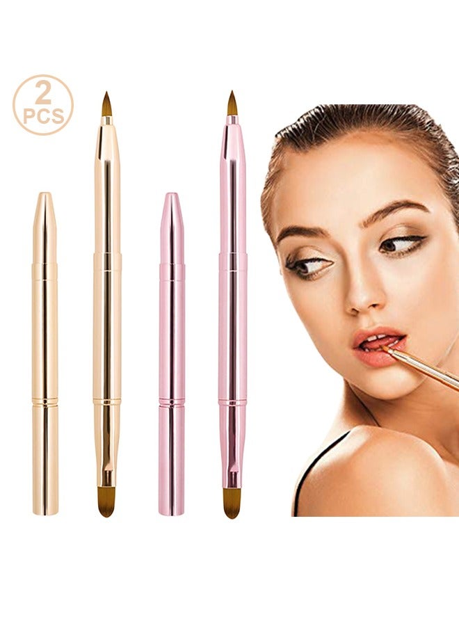 فرشاة الشفاه لأحمر الشفاه، فرشاة الشفاه القابلة للسحب، مكياج ثنائي الطرف فرشاة شفاه أحمر الشفاه لمعان، بما في ذلك غطاء - Image 1