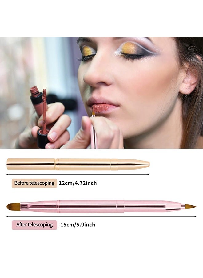 فرشاة الشفاه لأحمر الشفاه، فرشاة الشفاه القابلة للسحب، مكياج ثنائي الطرف فرشاة شفاه أحمر الشفاه لمعان، بما في ذلك غطاء - Image 2