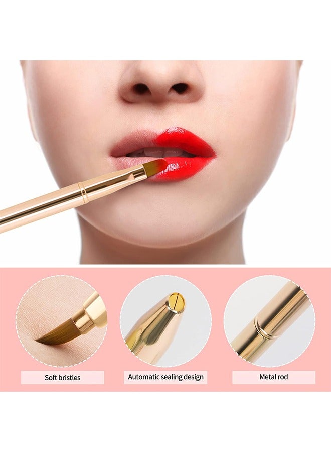 فرشاة الشفاه لأحمر الشفاه، فرشاة الشفاه القابلة للسحب، مكياج ثنائي الطرف فرشاة شفاه أحمر الشفاه لمعان، بما في ذلك غطاء - Image 5