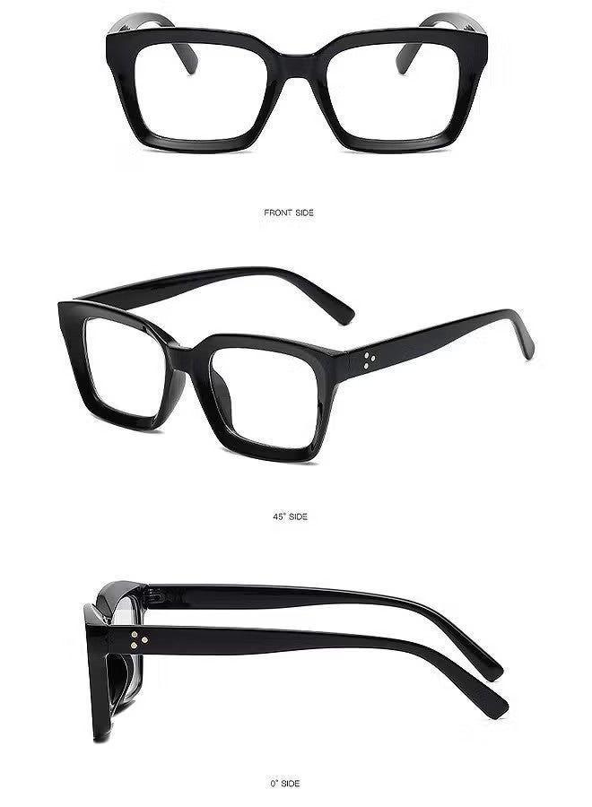 Classic Non-Prescription Clear Lens Eyeglasses For Women Men, 2PCS Fashion Vintage Square Thick Frame Fake Eyeglasses, Anti-Blue Light Full Frame Retro Fashion Simple Frame Glasses For Travel Holiday - Image 5