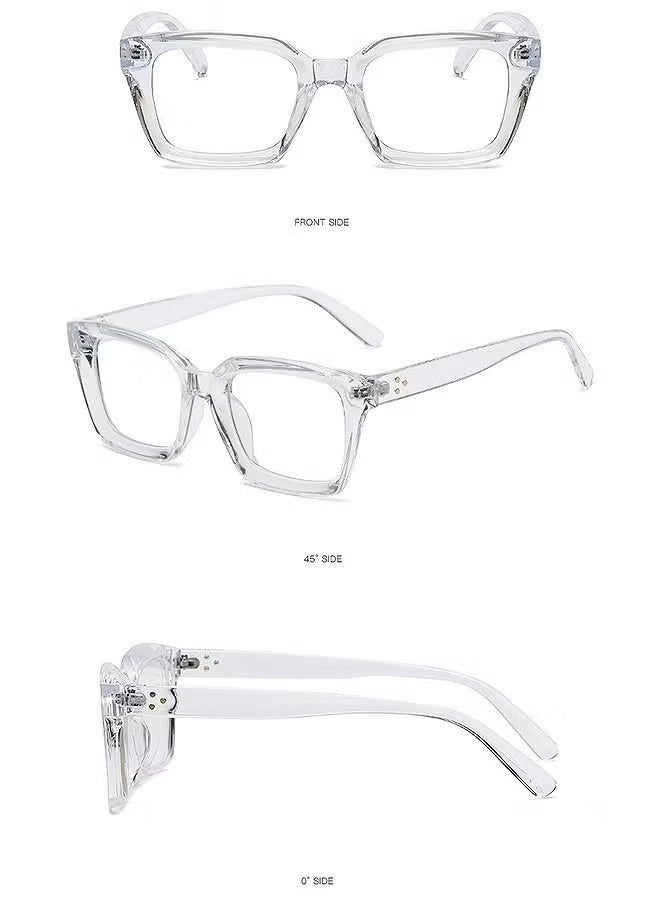 Classic Non-Prescription Clear Lens Eyeglasses For Women Men, 2PCS Fashion Vintage Square Thick Frame Fake Eyeglasses, Anti-Blue Light Full Frame Retro Fashion Simple Frame Glasses For Travel Holiday - Image 4