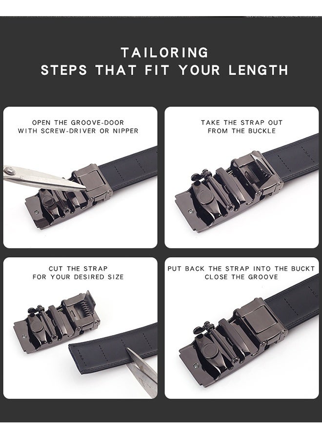 JCB CHIC حزام رجالي من الجلد مع سحاب راتشيت للهدايا واللباس الرسمي والكاجوال، حزام من جلد البقر عصري مع مشبك أوتوماتيكي قابل للتعديل - مناسب للبنطلونات الجينز والبدلات وجميع المناسبات - Image 4