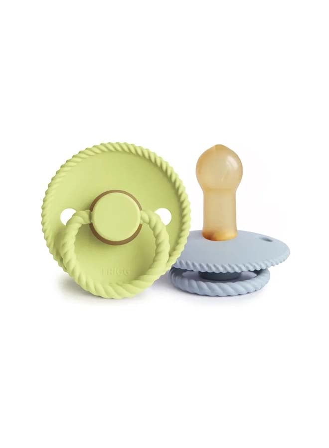FRIGG Rope Silicone Baby Pacifier 6-18M 2-Pack Green Tea/Powder Blue - Size 2 - Image 2