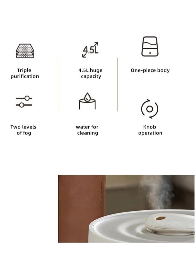 Bear - Air Humidifier 4.5L Large Capacity Cool Mist Silent Maker Aromatherapy Humidifier 99% Antibacterial and Purifying Desktop Humidifier 2-pin plug (CN) - Image 1